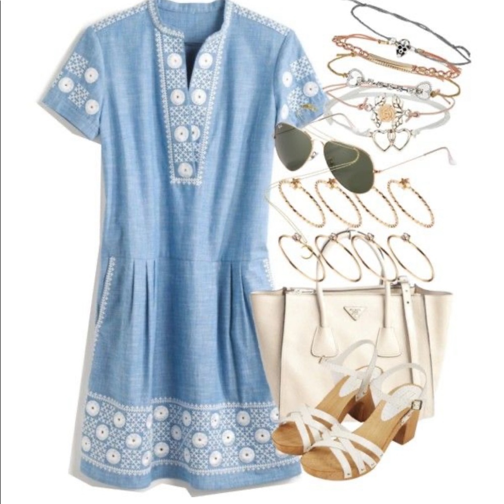 Madewell Chambray Sunstitch Tunic Dress